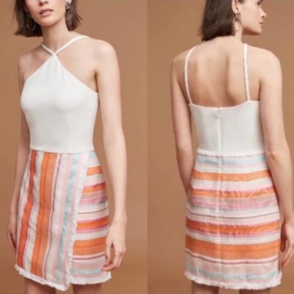 Anthropologie Dresses & Skirts - Kutch Anthropologie Colorful Boho High Neck Strip Fringe dress Size 2P FLAW